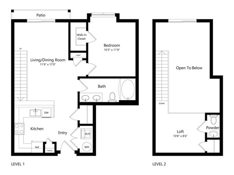 A black and white image of a two level house plan.